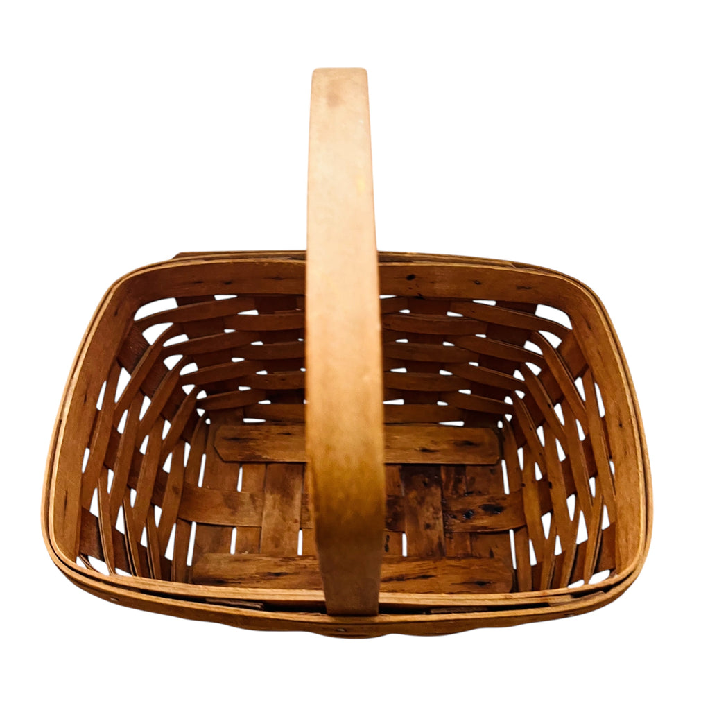 Vintage 1989 Longaberger Handcrafted Fixed Handle Wooden Basket
