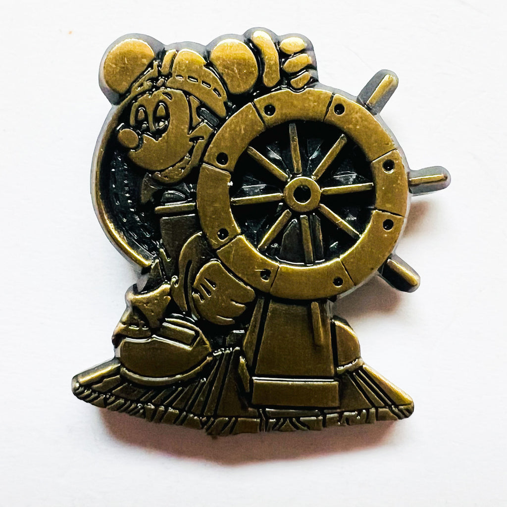 Disney Cruise Pine DCL Helmsman Mickey Mouse Bronze Ship Wheel Pin