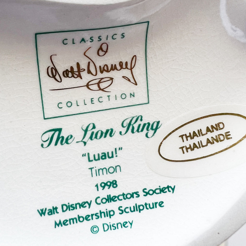 Walt Disney WDCC Classics Collection LION KING Timon "Luau!" Figurine