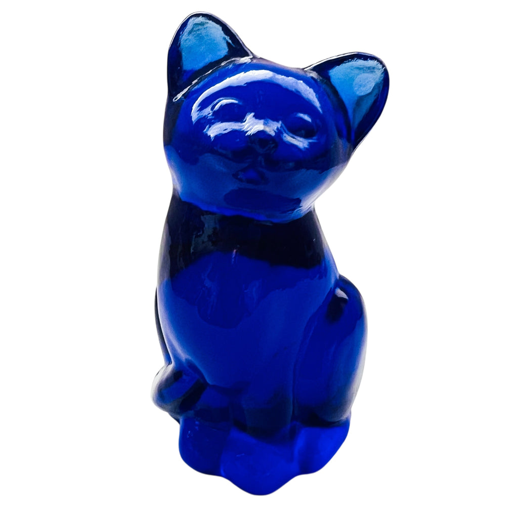 Vintage Fenton Cobalt Blue Glass Cat Figurine