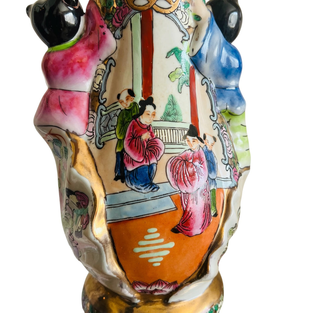 Vintage Famille Rose Porcelain Fertility Chinese Vase