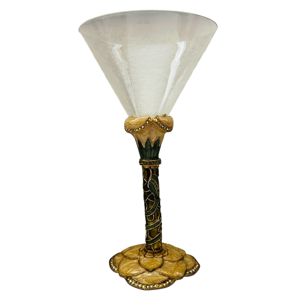 2 Saints Swarovski Crystal Enamel Jewel Flower Martini Glass