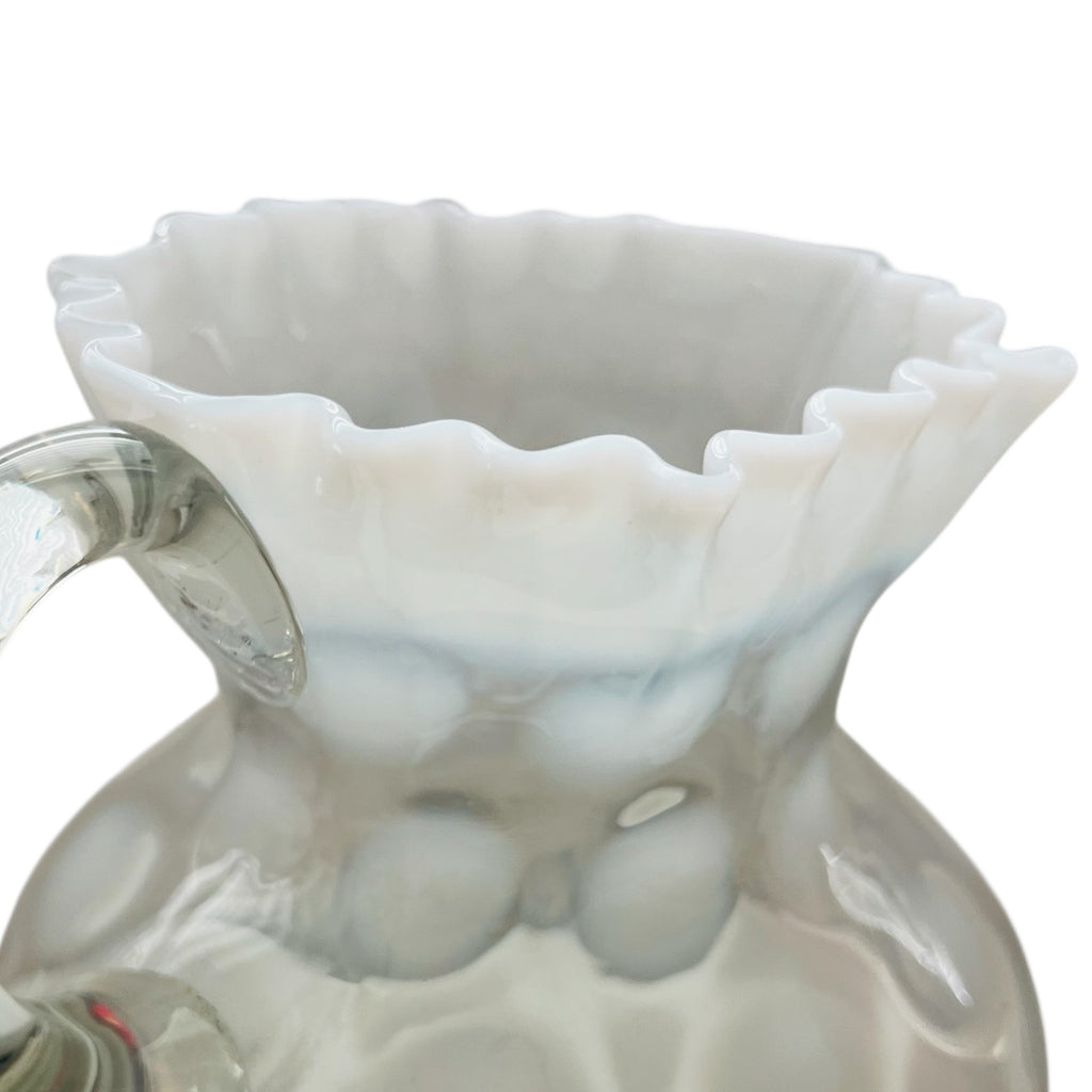 Vintage Fenton Art Glass Opalescent Large Dot Ruffled Pitcher