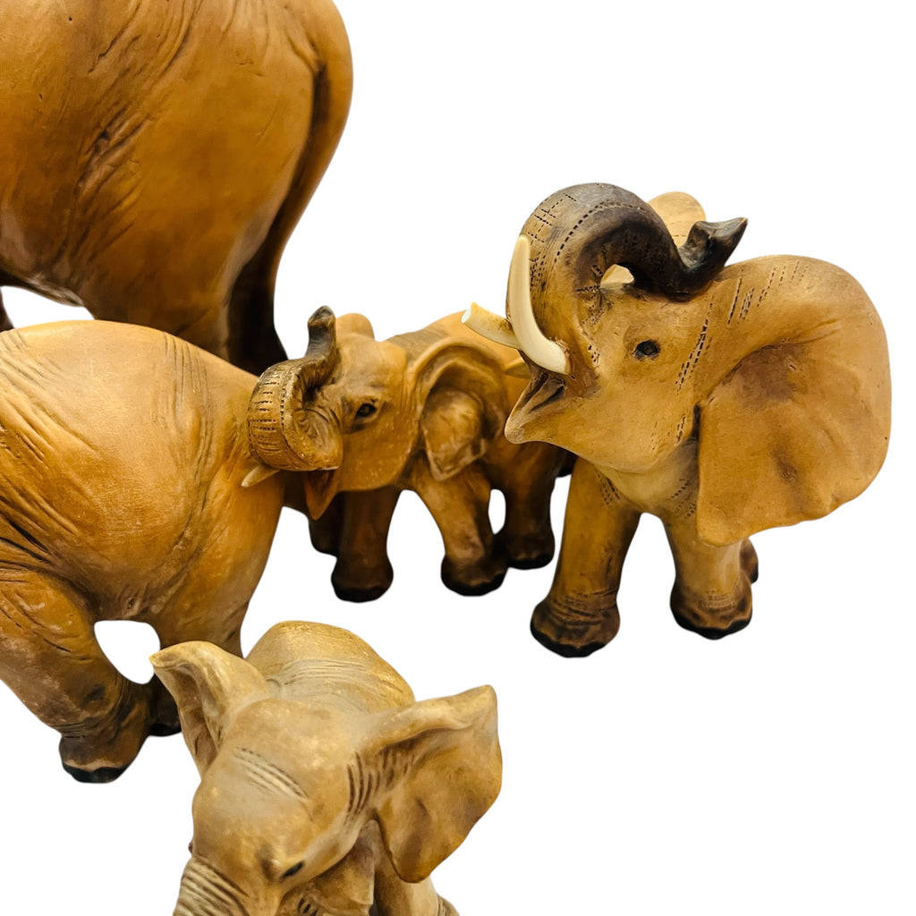 Vintage Guido Cacciapuoti Elephant Figurine Italy Signed Ceramic Porcelain 4PC