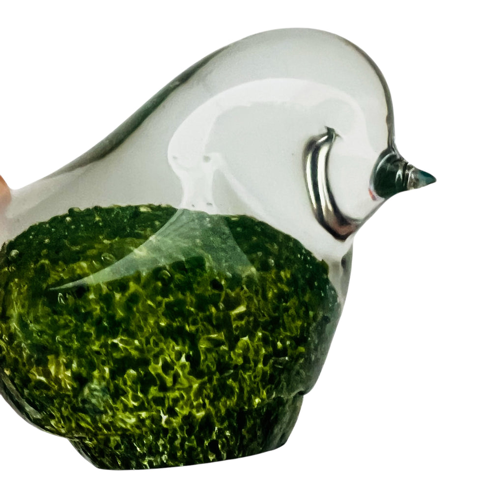 Vintage Green Clear Bird Art Glass Figurine