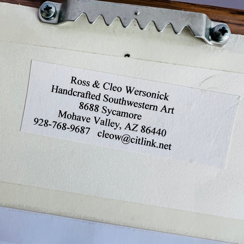 Vintage Ross & Cleo Southwestern Shadow Box Animals Stone Wooden Frame