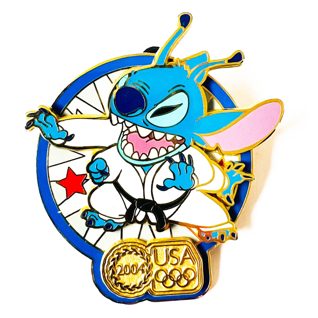 Disney Olympics 2004 Stitch Judo Karate Walt Disney World Slider Pin