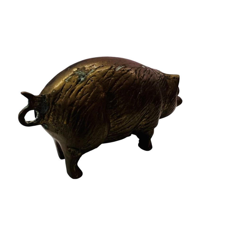 Vintage Solid Brass Pig Hog Patina Figure