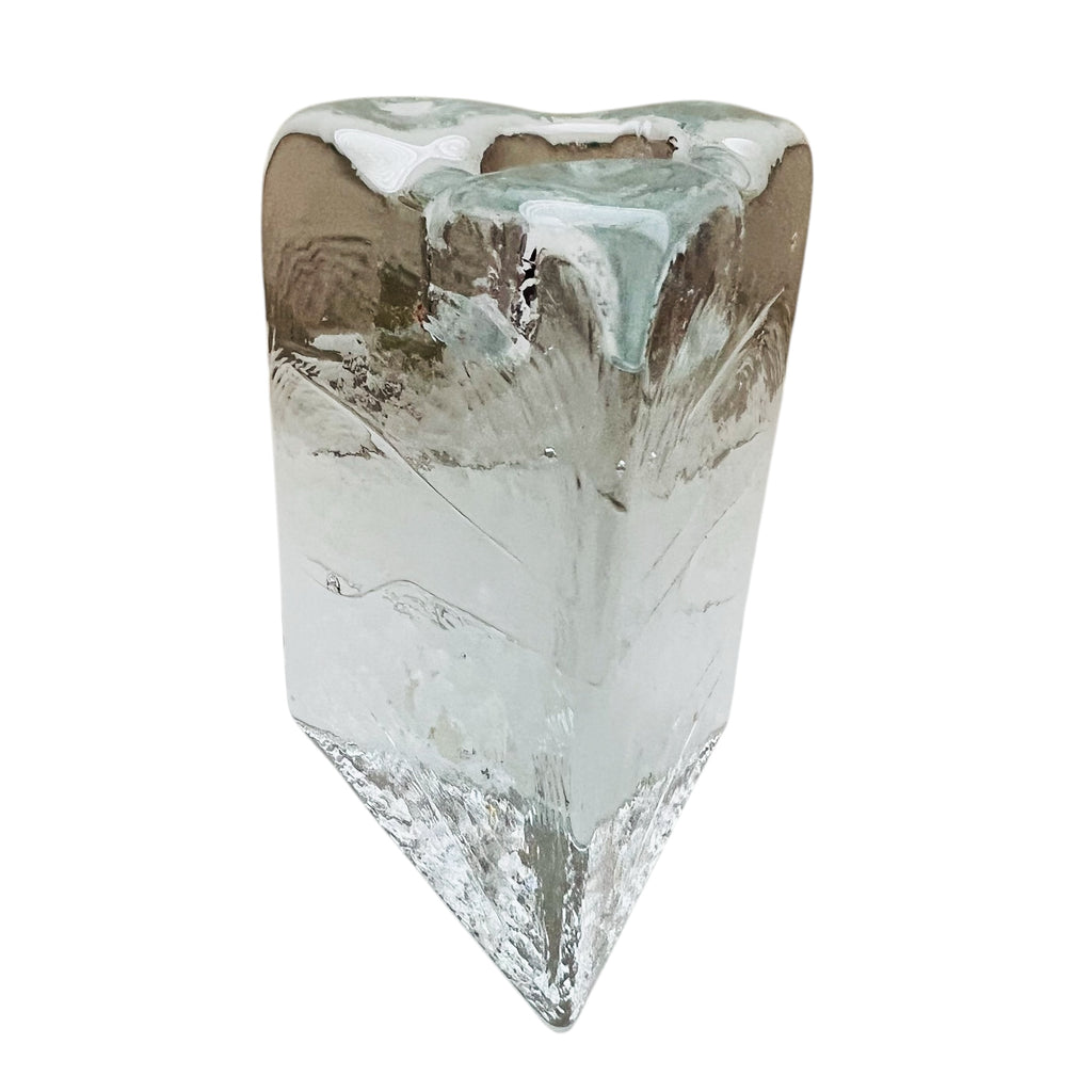 Blenko Glass Clear Triangle Candle Holder