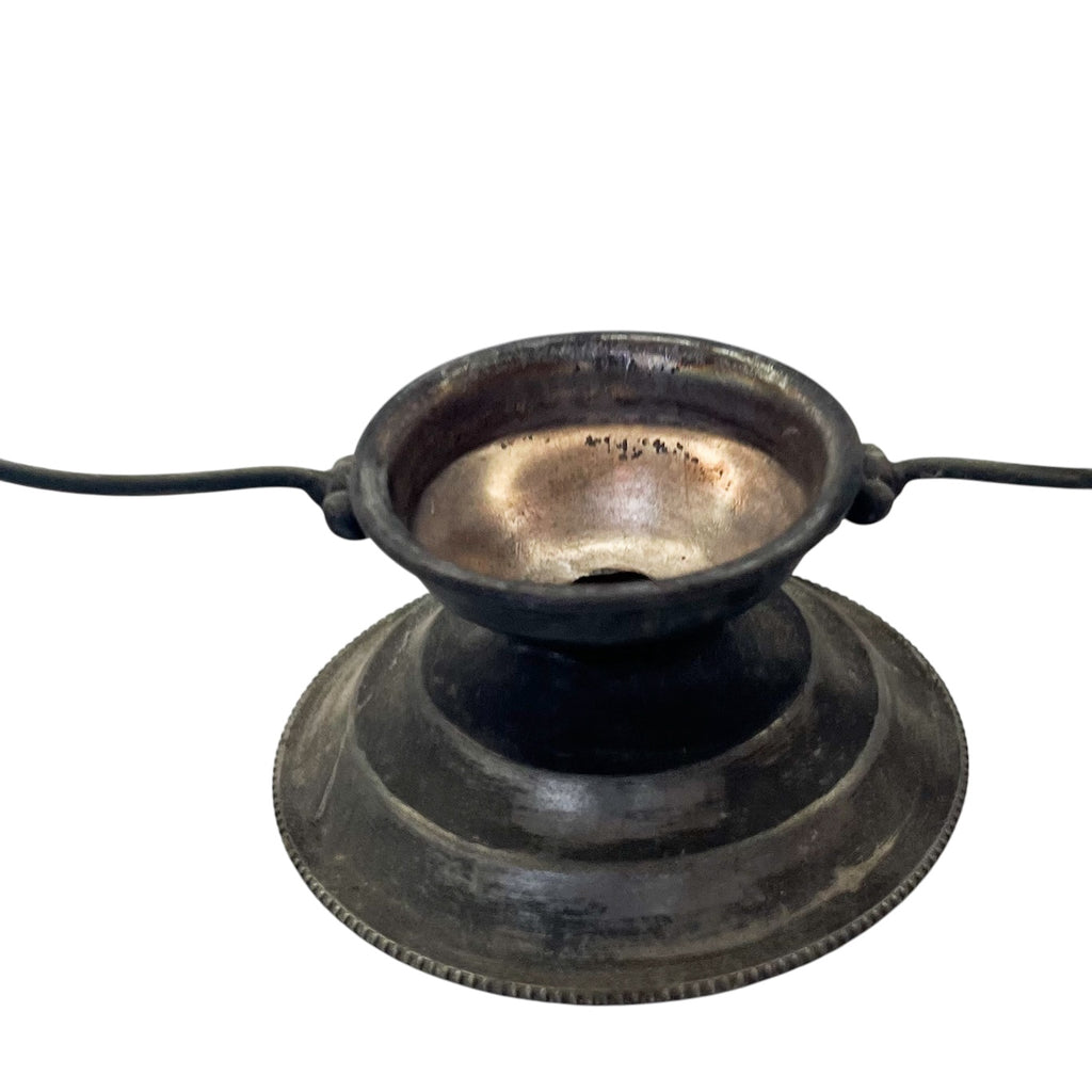 Antique Bridal Bowl With Holder St.Louis Silver Co Cased Glass Hand Painted Floral Design Ruffled Trim Basket