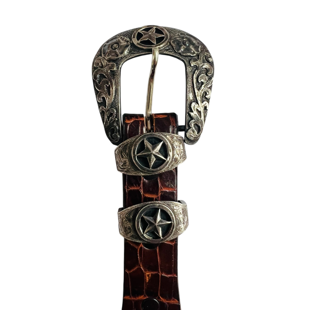 Vintage Texas Star William Stanton Sterling Buckle Belt