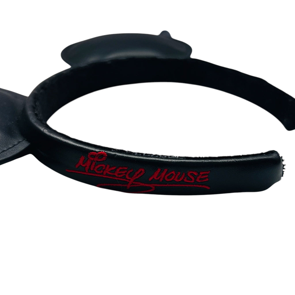 Disney Parks Mickey Mouse Black Faux Leather Headband Ears