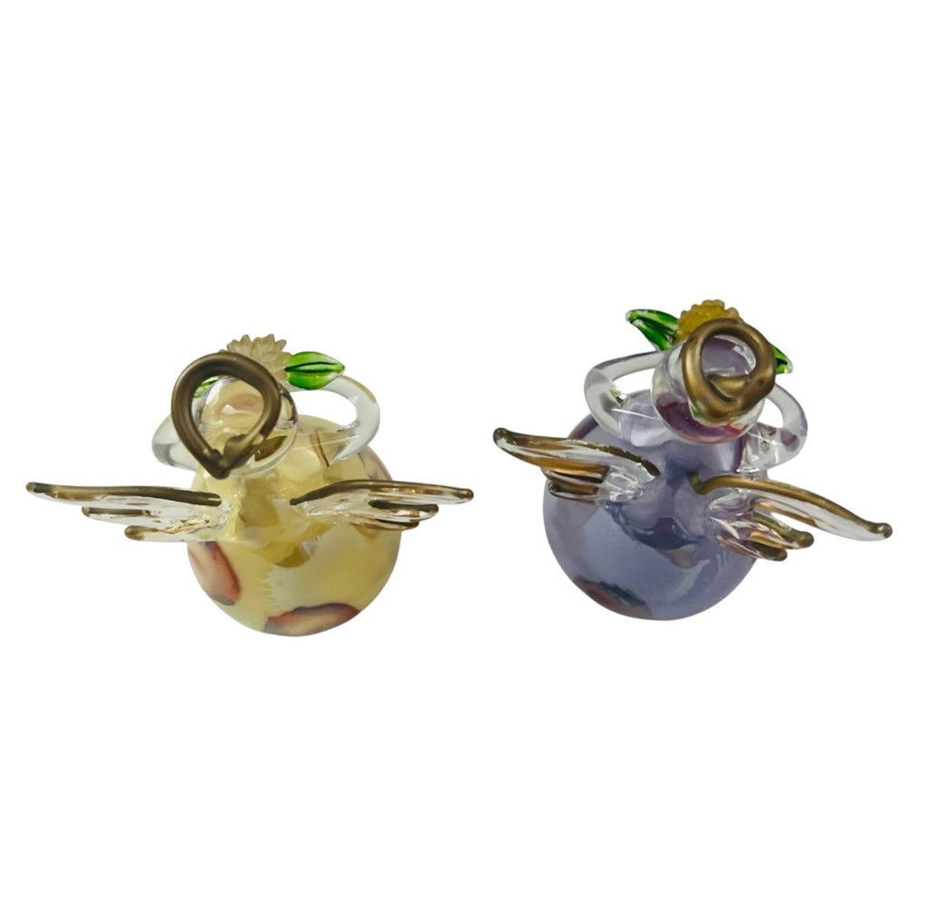 Russ Glass Angel Of The Month Gladiolus Hand Blown Set of 2