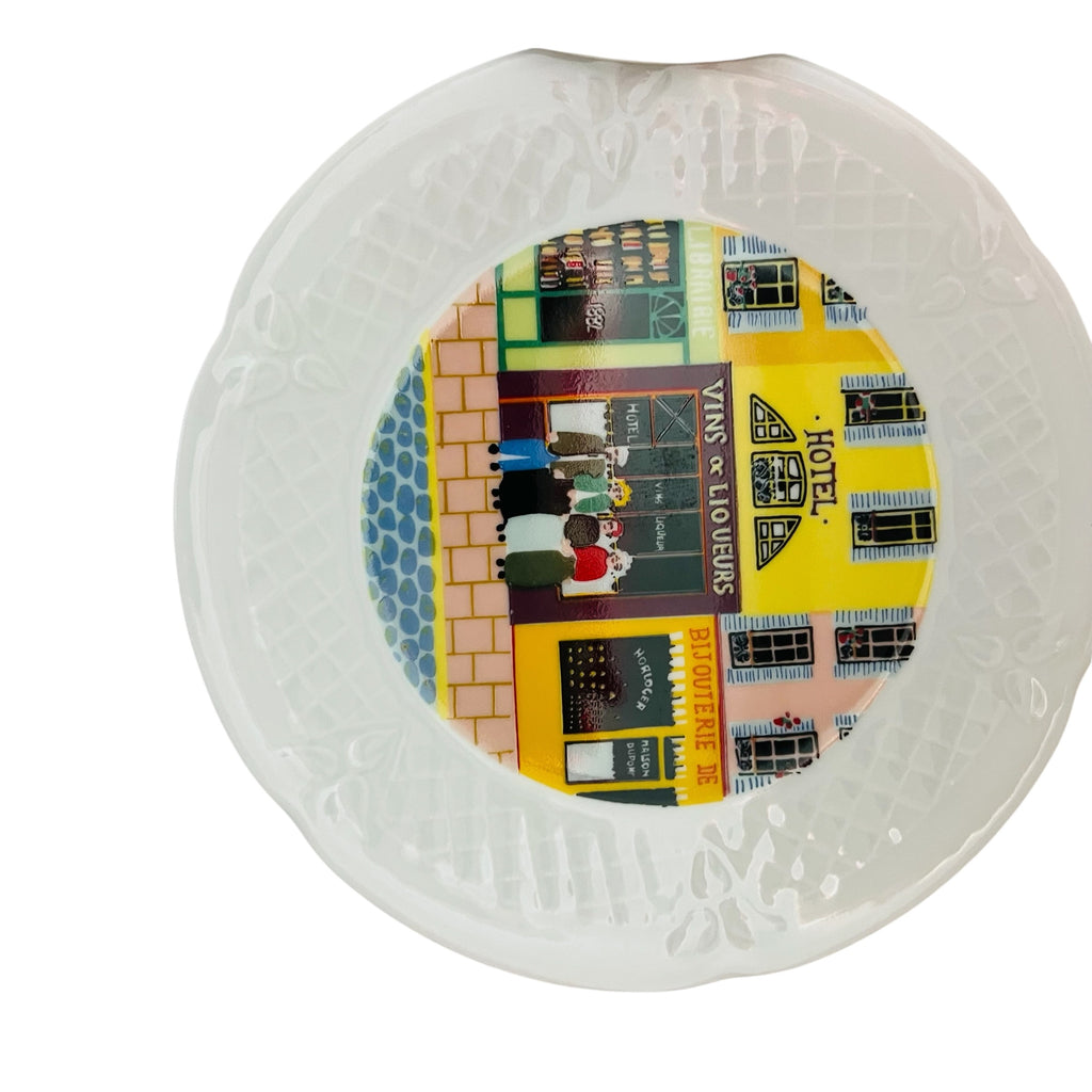 Philippe Deshoulieres Limoges Porcelain FRANCE De Limoges French Shop Scenes Plates