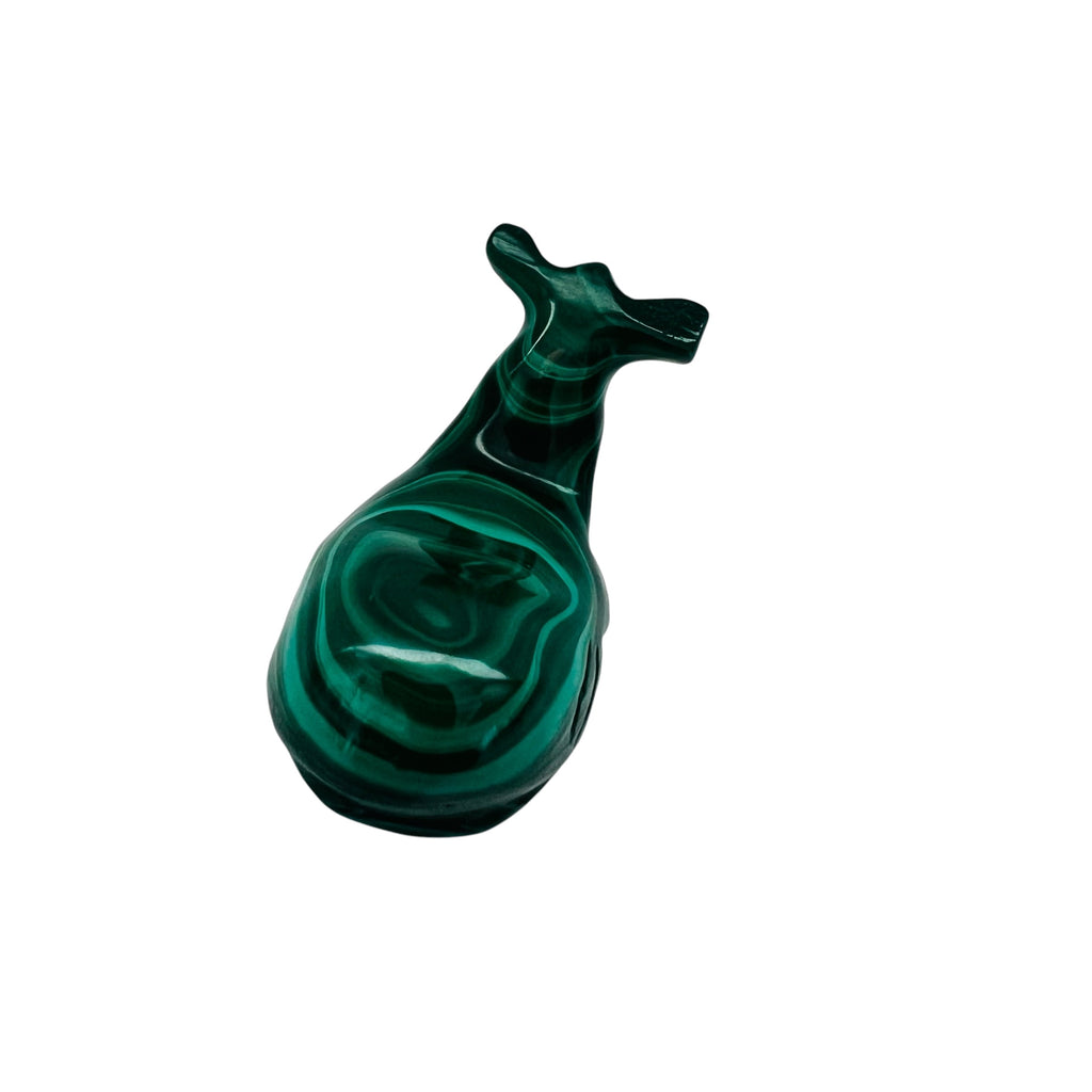 Carved Malachite Whale Figurine Made in Zaire