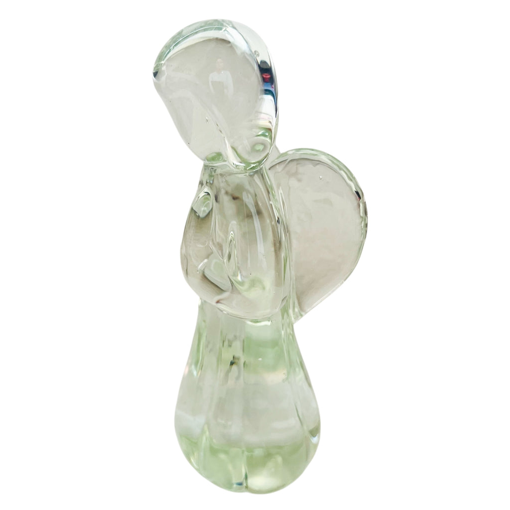 Vintage Praying Girl Angel Clear Glass Crystal Figurine