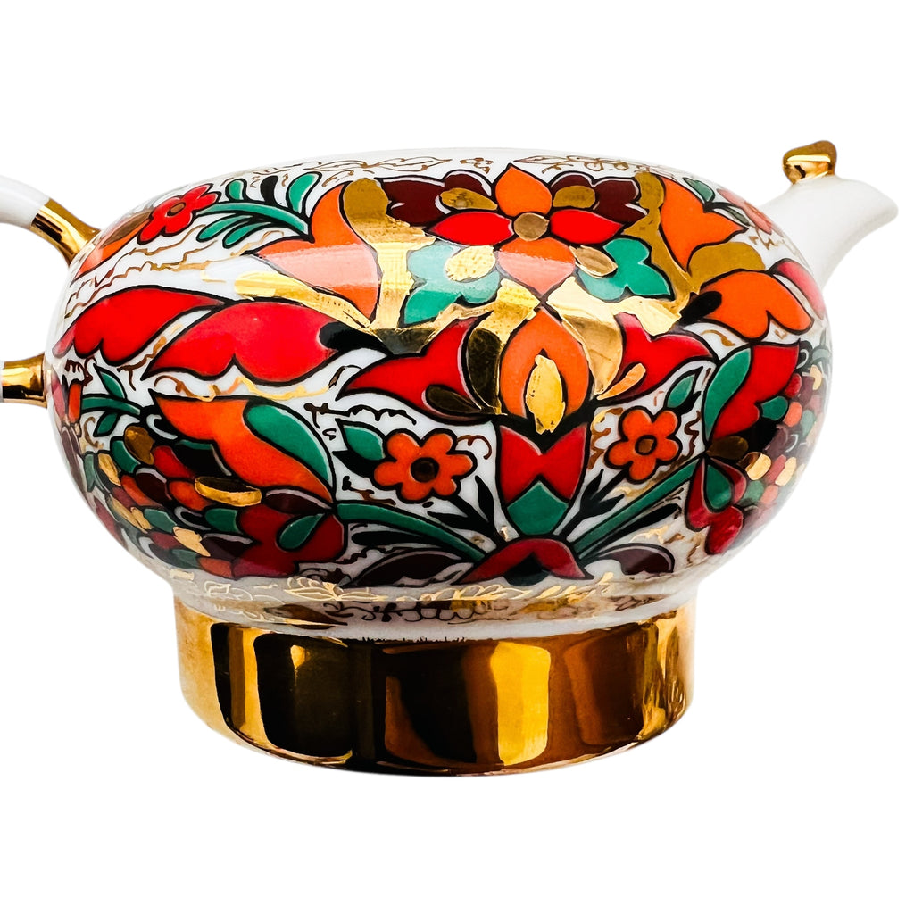 Vintage Russia St. Petersburg Floral Teapot with Gold Accents