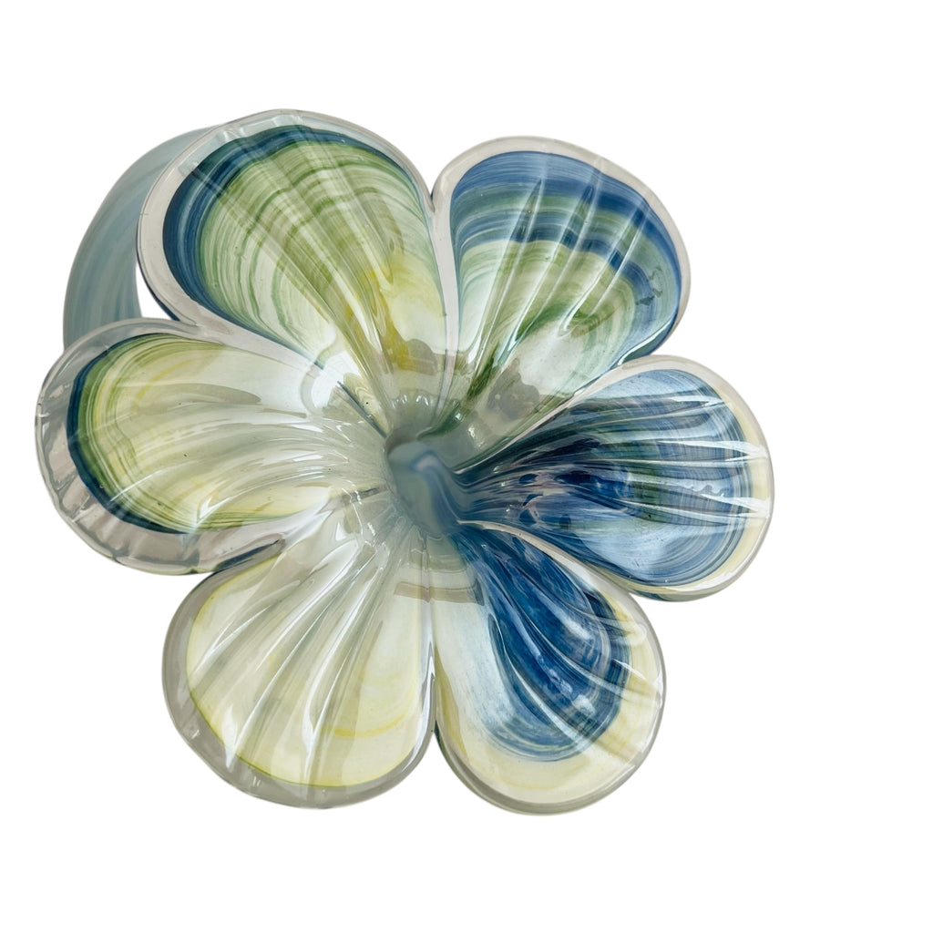 Vintage Art Glass Long Stem Stand Swirl Flower