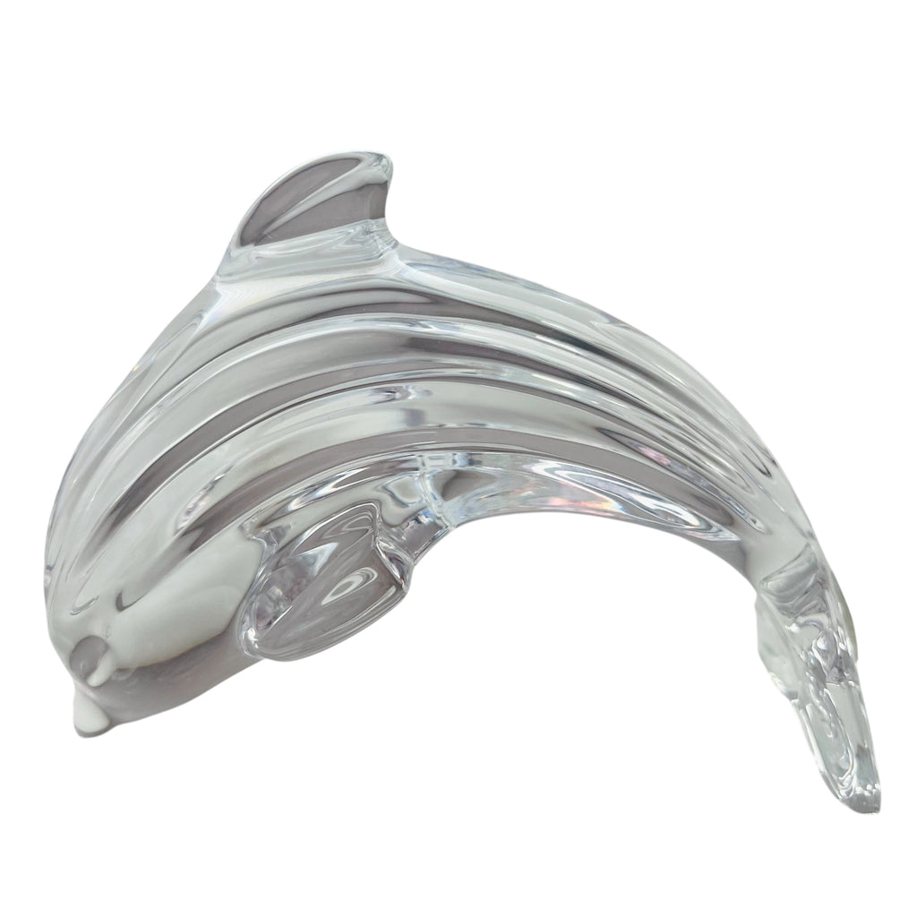 Vintage Waterford Crystal Ribbed Dolphin Figurine Paperweight