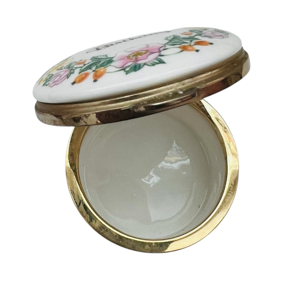 Vintage Falcon Bone China Happy Birthday England Staffordshire Trinket Box