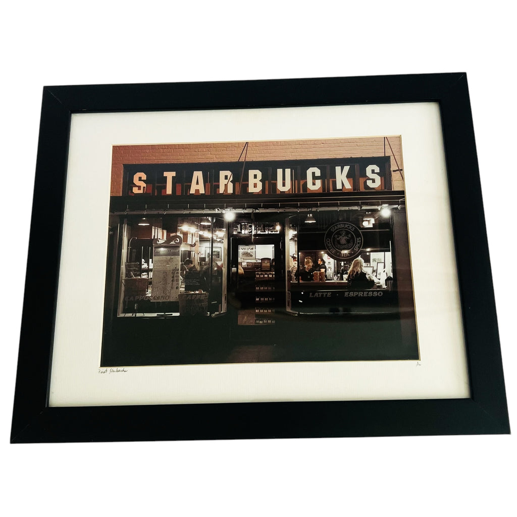 Seattle First Starbucks Pike Place Market Signed Framed Print