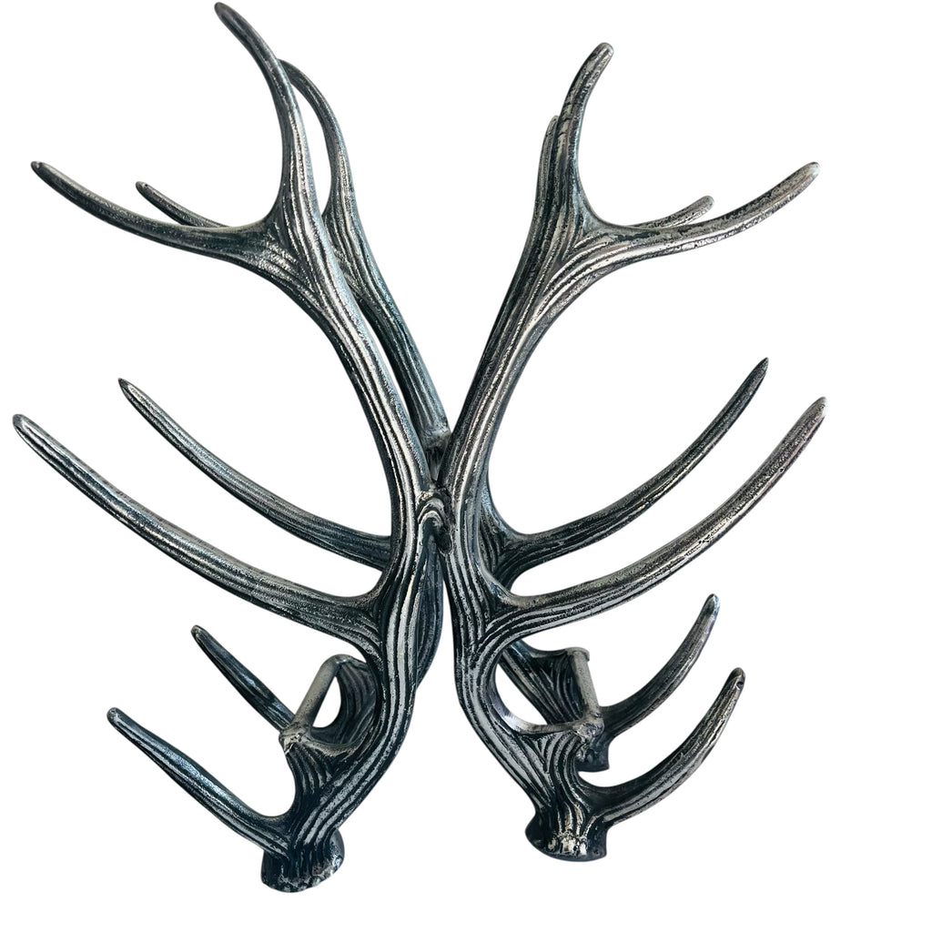 ASPEN Pewter Aluminum ANTLER STAG 6 Bottle Wine Rack