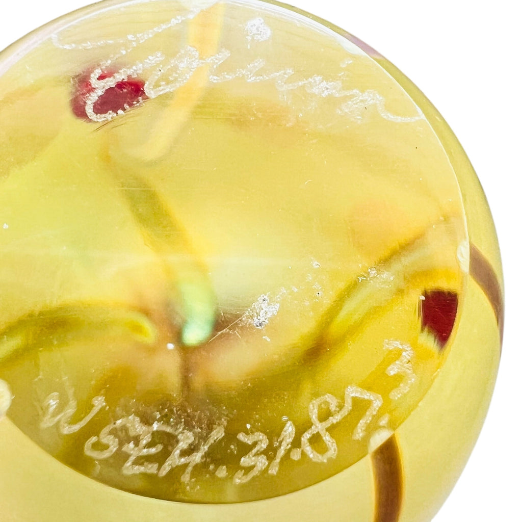 Vintage Heart Design Iridescent Matte Hand Blown Egg Signed Paperweight