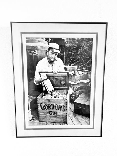 Vintage Humphrey Bogart Gordon's Gin Advertisement Glass Framed Movie Poster