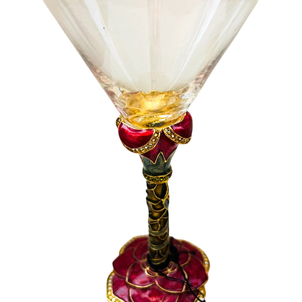 2 Saints Swarovski Crystal Enamel Jewel Flower Martini Glass