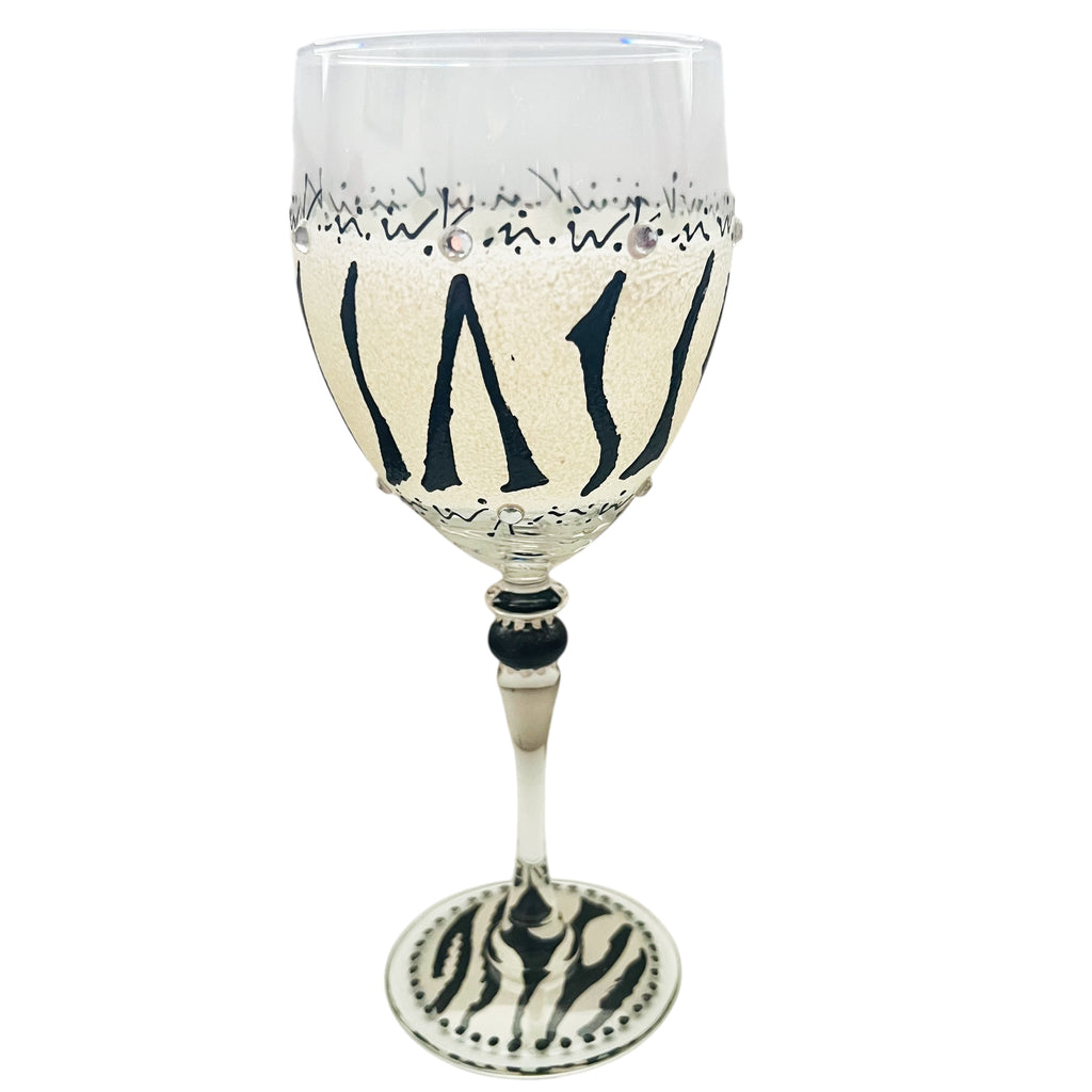 Hand Painted Chic Zebra Pattern Wine Glass