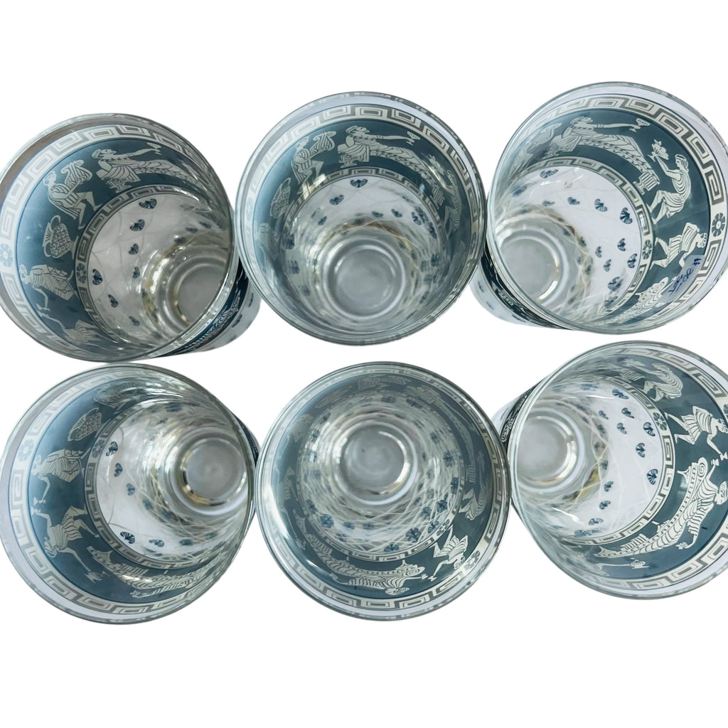 Vintage Etruscan Frieze Cera Glasses Set of 6