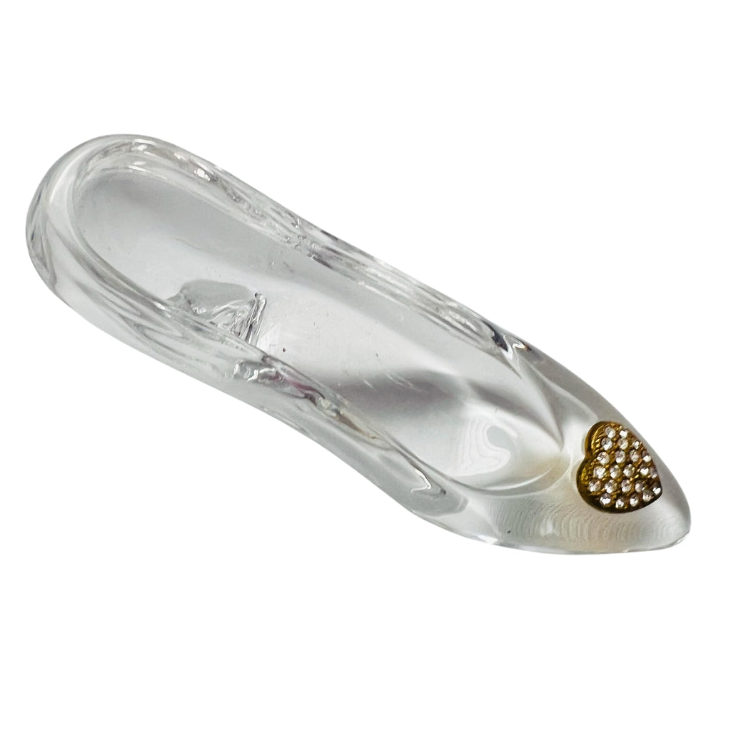 Cinderella Clear Glass Rhinestone Gold Heart Fairy Tale Princess Slipper