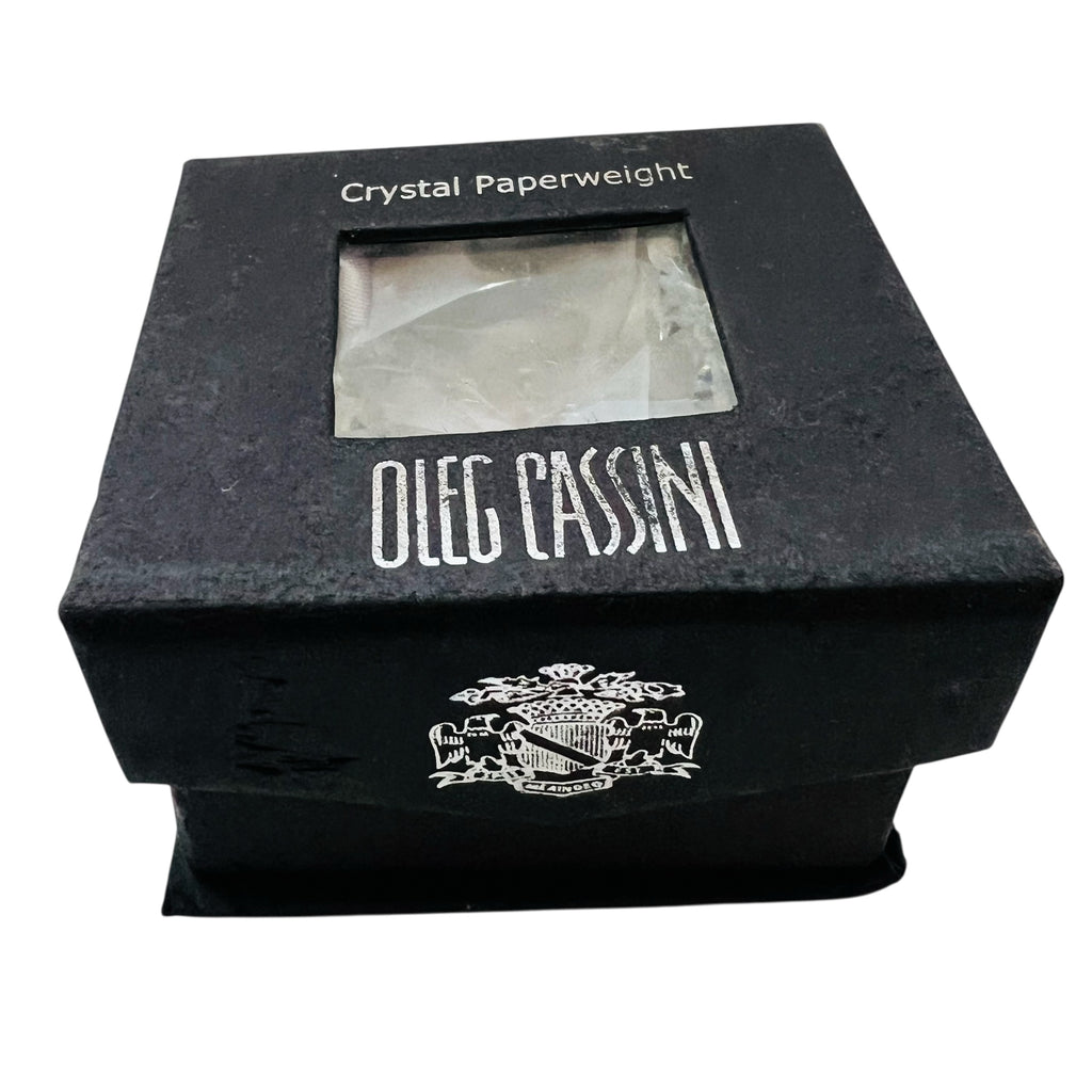 Oleg Cassini Crystal Cut Hexagon Paperweight