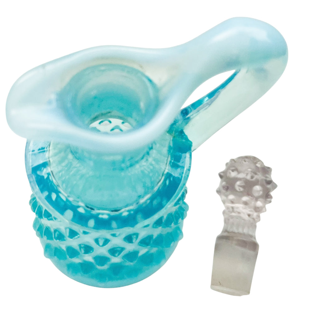 Vintage Fenton Art Glass Blue Opalescent Hobnail Cruet Bottle w/Stopper