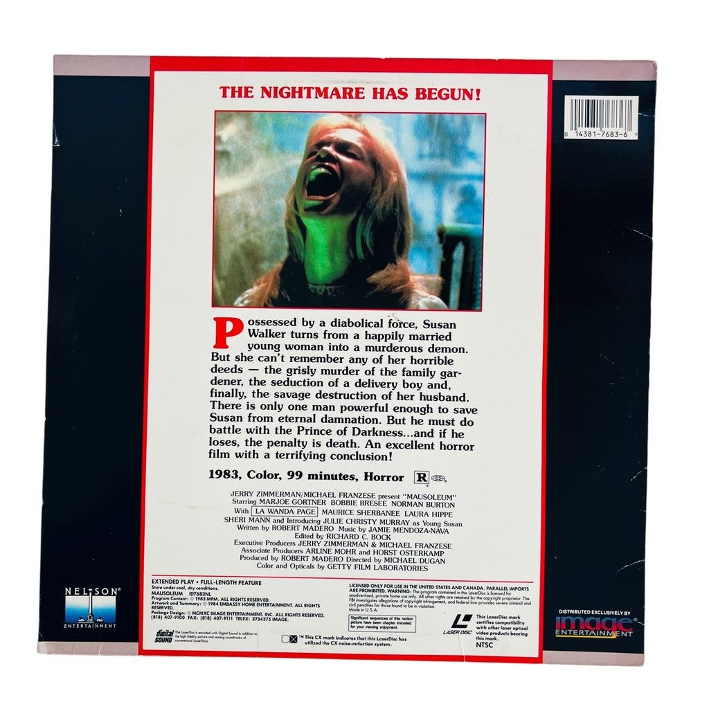 Vintage 1983 Mausoleum Horror LaserDisc Movie