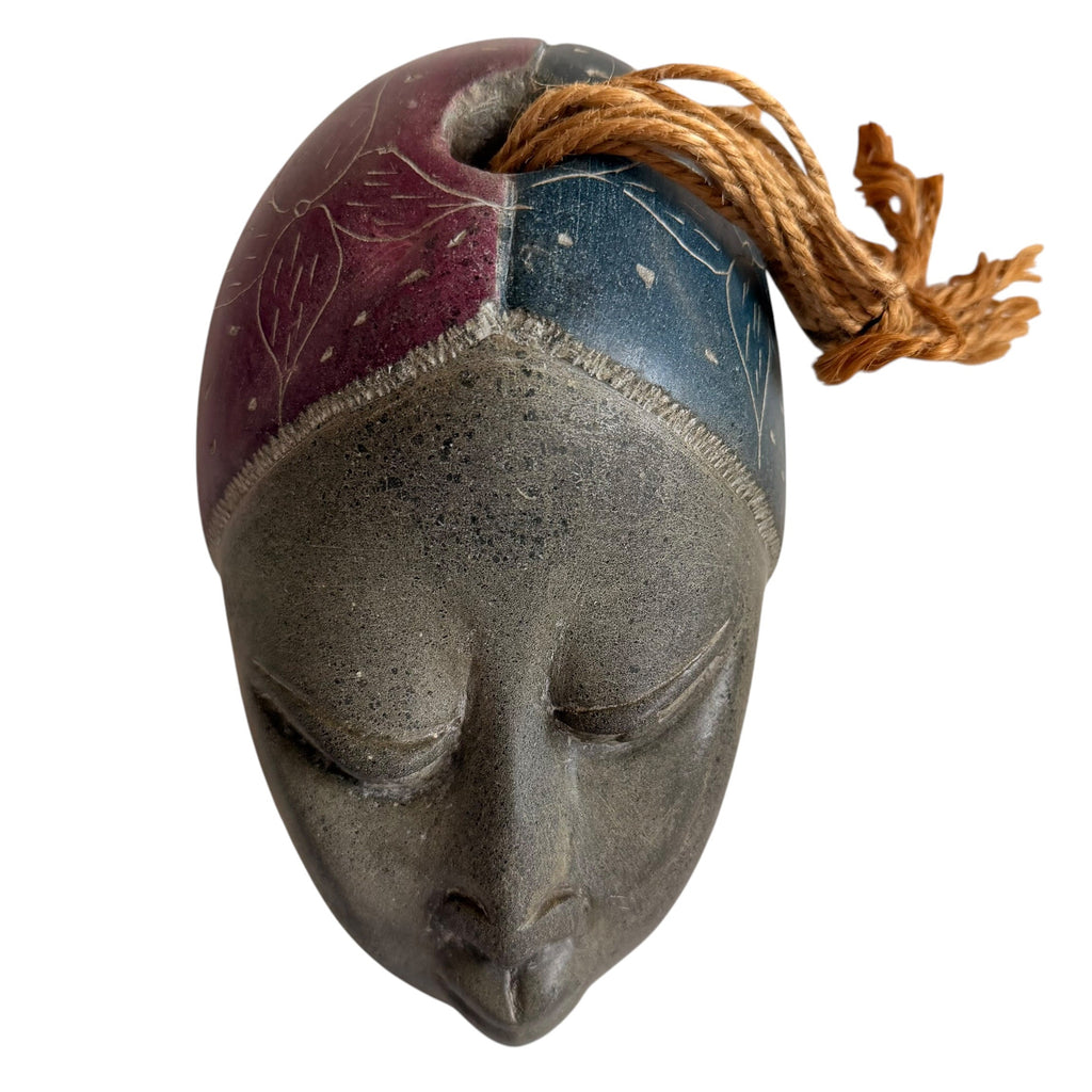 Vintage Tribal Stone Mask Wall Art