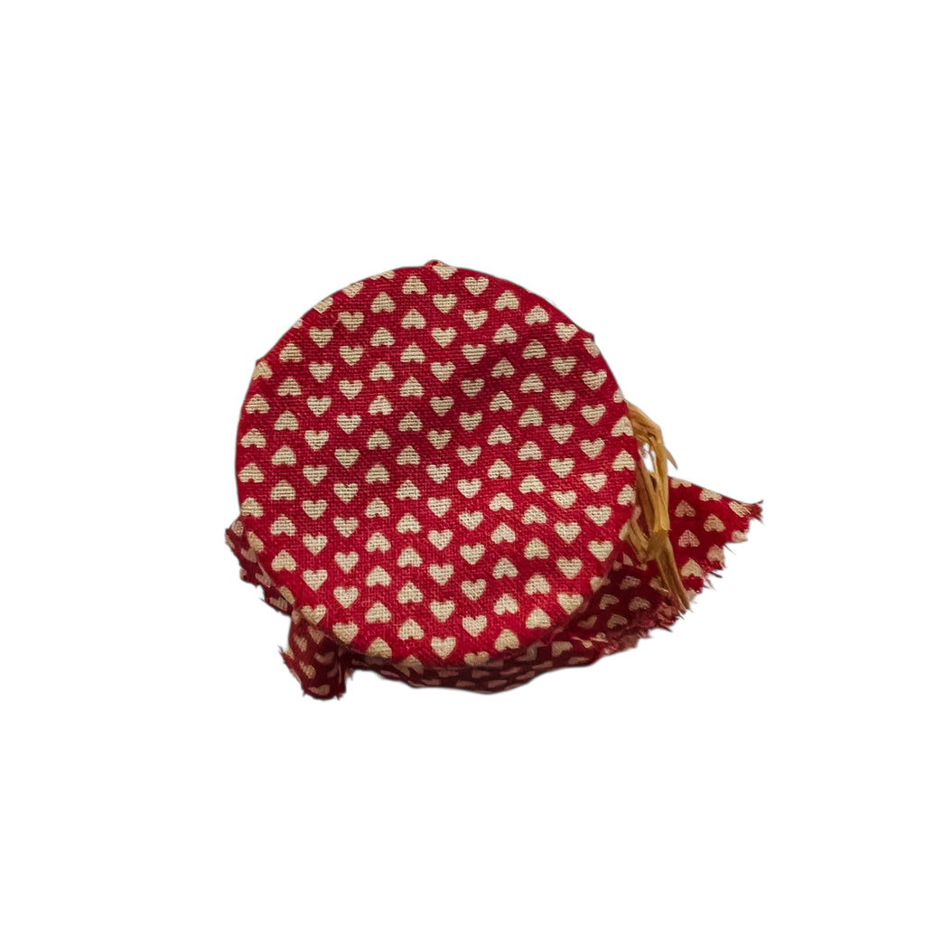 Vintage Clay Pottery Honey Jar with Red Heart Cover