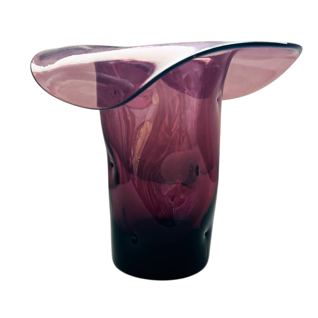 Vintage Blenko Purple Dimpled Art Glass Hat
