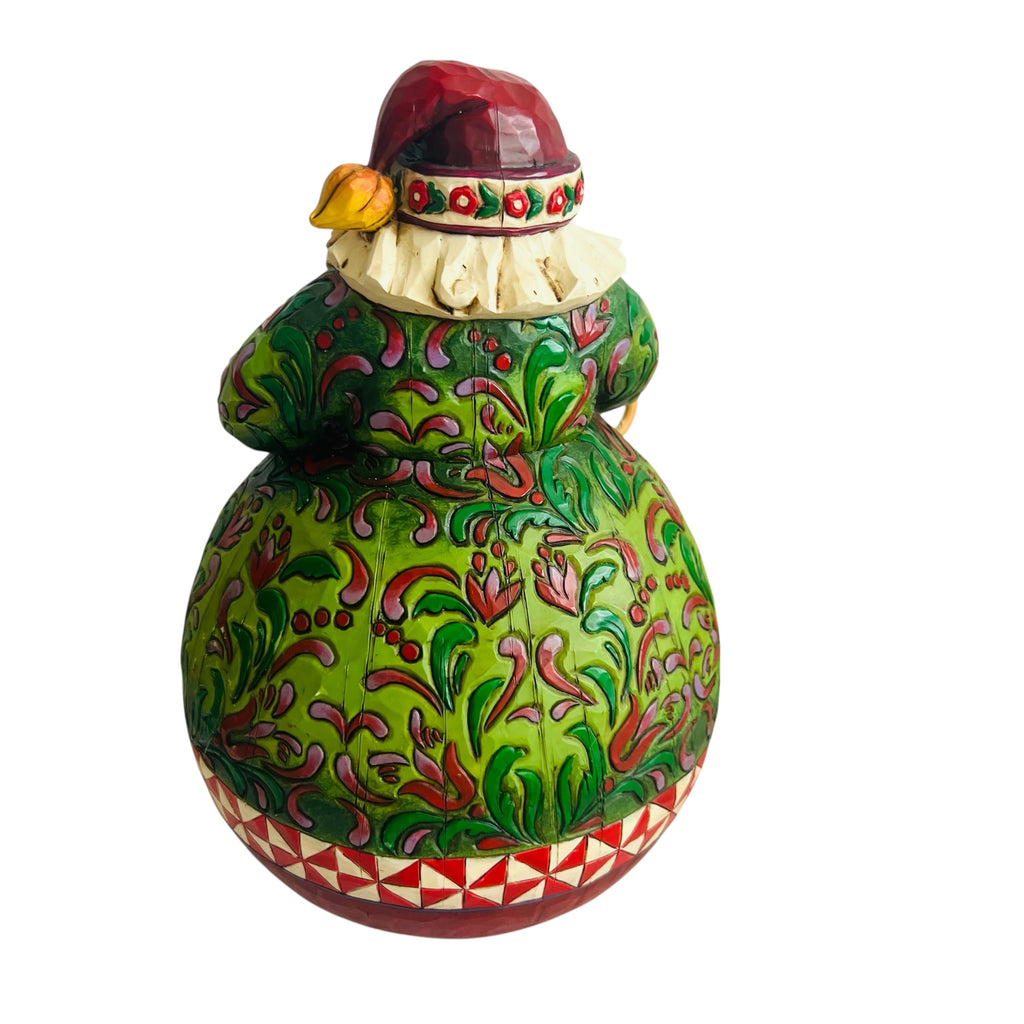 Vintage Jim Shore Roly Poly Festive Santa with Cat Figurine