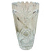 Vintage Lead Crystal Etched Grapes Saw Tooth Edge Vase