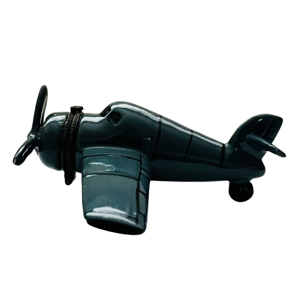 Airplane with Pilot Ceramic Hinged Trinket Box