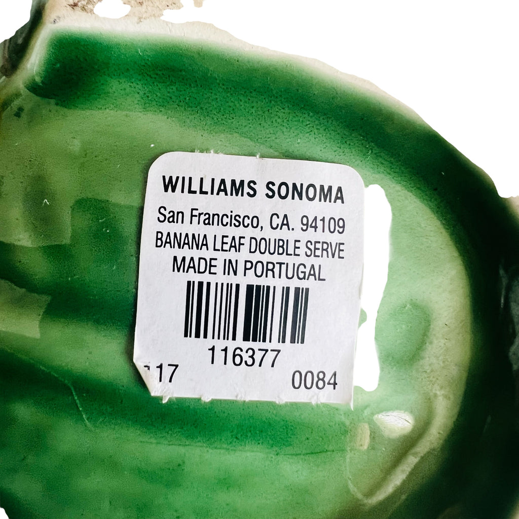 Williams Sonoma Banana Double Green Leaf-Shaped Ceramic Serving Platter