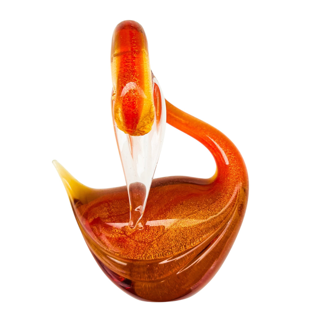 Vintage Murano Art Glass Red & Amber Swan Sculpture