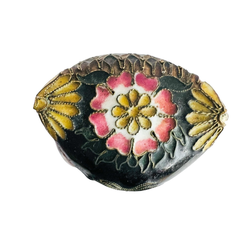Vintage Cloisonne Enamel Brass Owl Figurine