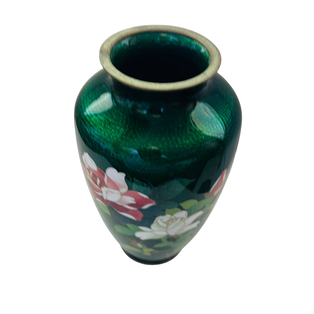 Vintage Japanese Cloisonne Craftsman Floral Design Vase