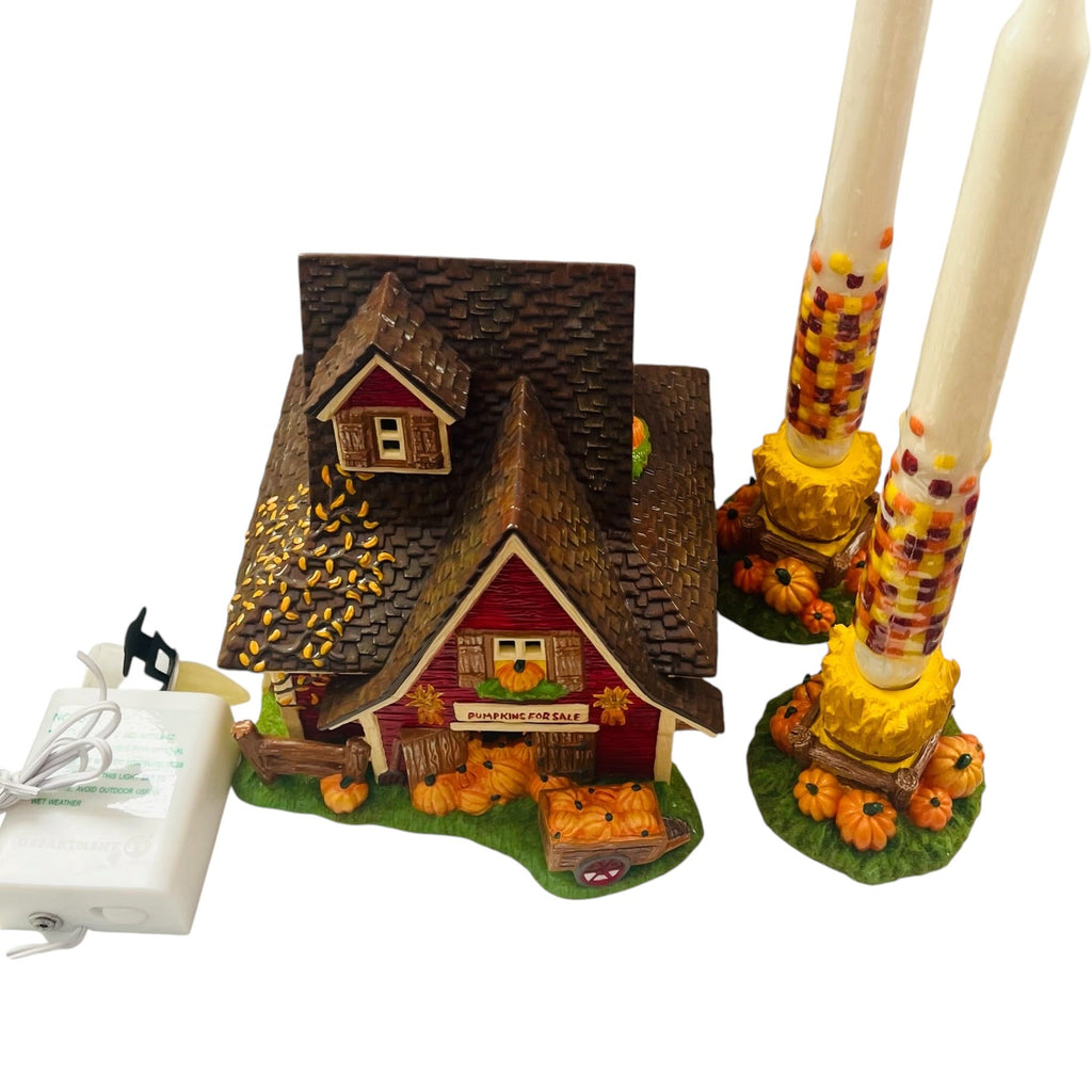Vintage 2001 Dept 57 Village Thanksgiving Lighted House Set of 5