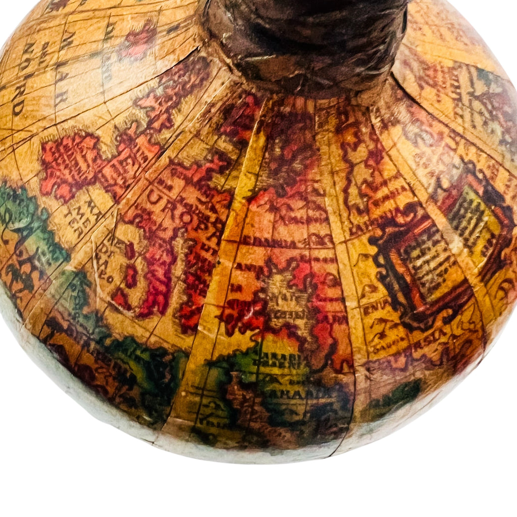 Vintage Italy Faux Leather Wrapped Covered World Map Wine Bottle