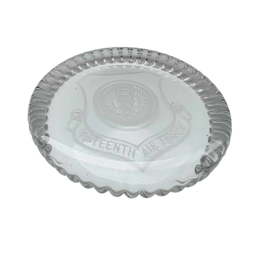 Vintage Air Force Fifteenth Emblem Clear Glass Plate