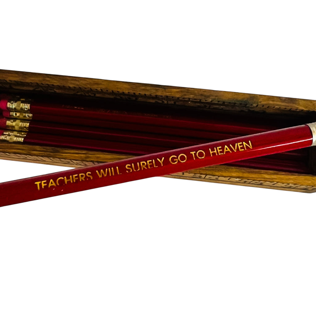 Pencil Case Ruler Wood All Teachers Will Surely Go To Heaven Pencils Box