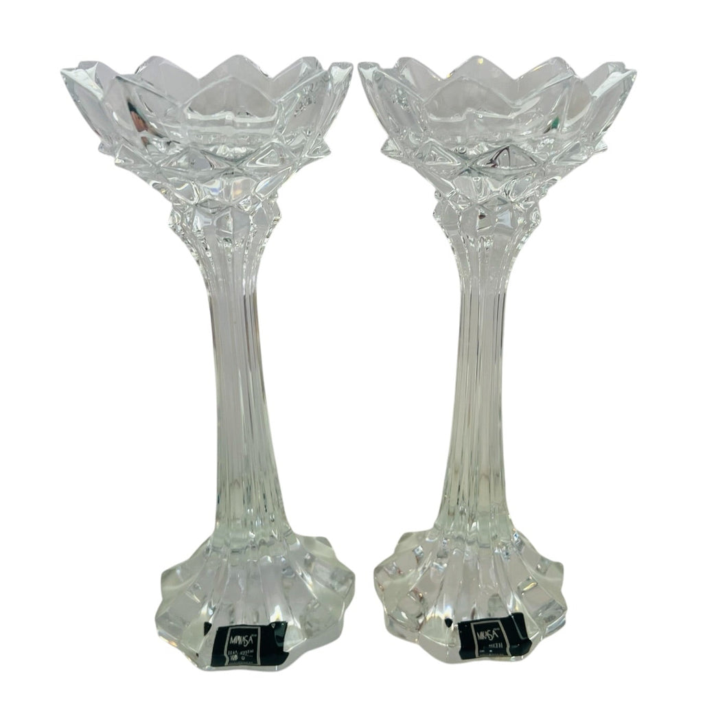 Mikasa Clear Crystal Royal Crown Candle Slovenia Holders -Pair